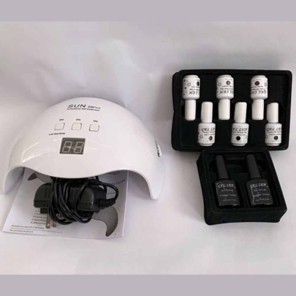 9 PC Gel Nail Home Manicure Kit UV Light + Polish